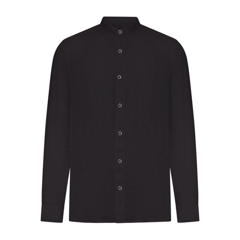 120% Lino Men Linen Shirt With Mandarin Collar